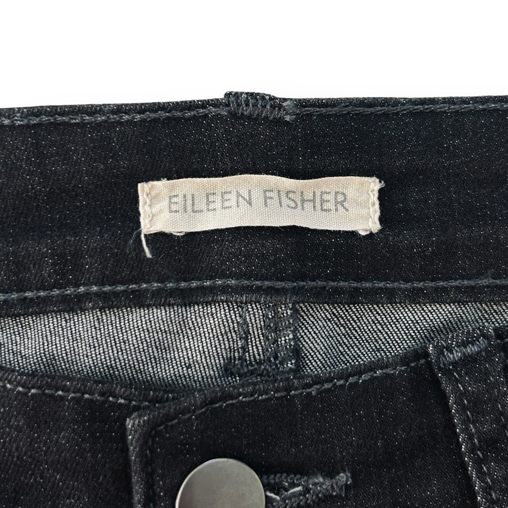 Eileen Fisher Women Size 6 Black Organic Cotton Skinny Legs Stretch Denim Jeans - Picture 10 of 13